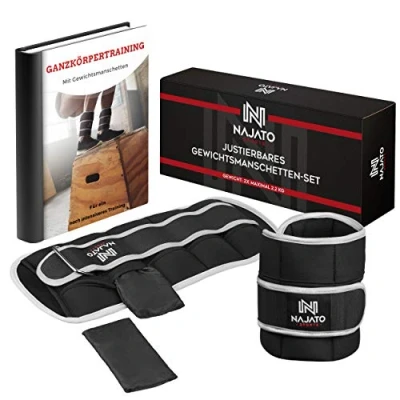 Abbildung von NAJATO Sports Gewichtsmanschette [2er Set] Gewichte für Beine mit reflektierender Umrandung Gewichtsmanschetten Fuß Ankle Weights verstellbaren Gewichten