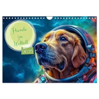 Abbildung von Hunde im Weltall (Wandkalender 2025 DIN A4 quer), CALVENDO Monatskalender