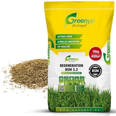 Abbildung von Greenyp Turbo Nachsaat RSM 3.2 I Rasensamen schnellkeimend Frühjahr 10kg für 400m² Ideal gegen Lücken als Neu &amp; 100% Grassamen Rasensaat Gras Reparaturrasen
