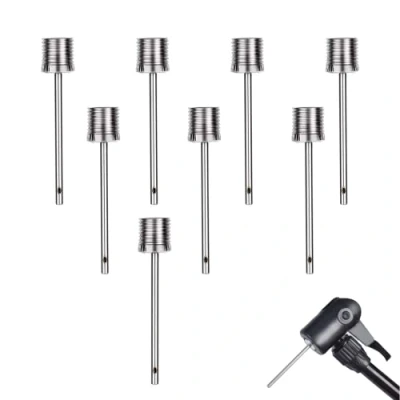 Abbildung von ZELHYEUU Ball Pumpe Nadel, 8 Stück Ersatznadeln Ventil Nadel Set, Ballpumpen Aufblasnadel, Dual Port Pumpen Nadeln, Netball Bälle, Silber Ventiladapter Aufblasbare