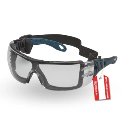 Abbildung von Gebol Schutzbrille Safety Guard Profiqualität mit verstellbarem Gummiband UV A und B Filter beschlag kratzfest Universalgröße für Damen Herren schwarz 1 Stück