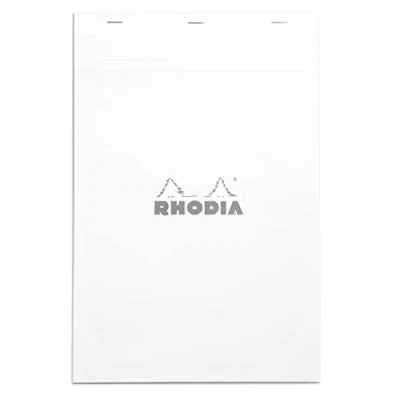 Abbildung von Rhodia 19601C Notizblock geheftet, liniert mit Rand, 80g, DIN A4 +, 210 x 318 mm, 80 Blatt, mikroperforiert,1 Stück, Weiß