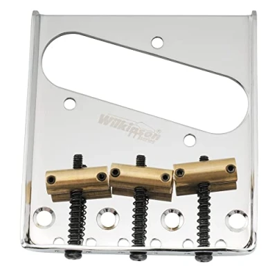 Abbildung von Wilkinson WOT01 54mm Vintage Telecaster Steg Bridge 3 Messing Saitenreiter für Tele T Style E Gitarre, Chrom