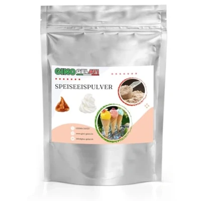 Abbildung von Gino Gelati Karamell Eis Speiseeis Pulver, verschiedene Sorten, Softeispulver, Natürliche Farbstoffe, Softeis selbst machen, einfache Zubereitung, Made in Germany (1 Kg, Sahne)
