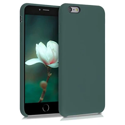 Abbildung von kwmobile Hülle kompatibel mit Apple iPhone 6 Plus / 6S Silikon Handy Case Handyhülle weiche Oberfläche kabelloses Laden Blaugrün
