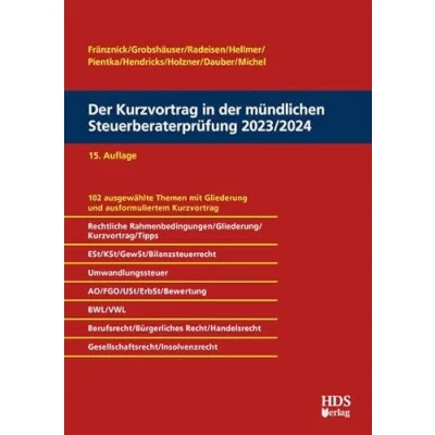Abbildung von der Kurzvortrag in mündlichen Steuerberaterprüfung 2023/2024