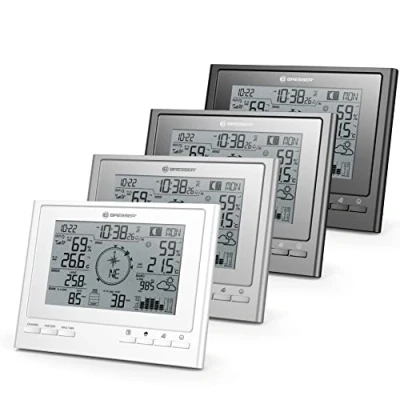 Abbildung von Bresser zusätzliche Basisstation für 7003100 ClimateScout Wetter Center 7 in 1 Funk Wetterstation mit Farbdisplay und integriertem Wecker, Silber