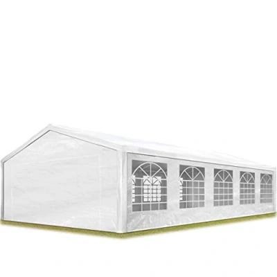 Abbildung von TOOLPORT Partyzelt Pavillon 5x10 m in weiß PE Plane 350 N Wasserdicht UV Schutz Festzelt Gartenzelt