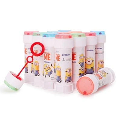 Abbildung von Toyland® 12er Pack Minion Seifenblasen mit Zauberstäben, 60 ml Seifenlösung und originellem Labyrinthdeckel Taschengeld &amp; Partyspielzeug