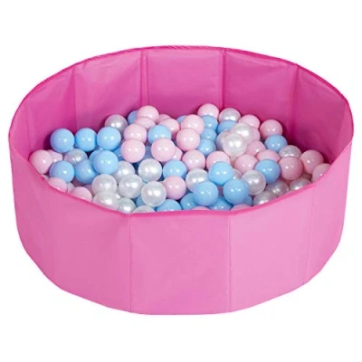 Abbildung von Selonis Faltbare Bällebad Mit 200 Bälle Für Kinder Haustiere Spielbad, Rosa:Babyblau/Puderrosa/Perle