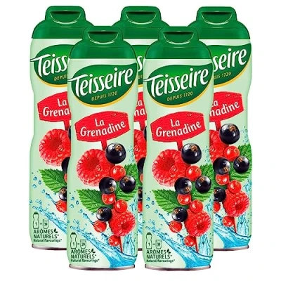 Abbildung von Teisseire Getränke Sirup Grenadine 600ml der genauso schmeckt wie die Frucht (5er Pack)