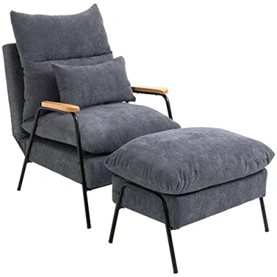 Abbildung von HOMCOM Relaxsessel Sessel, Polsterstuhl, inkl. Kissen, 68 cm x 91.5 88 cm, Grau (Relaxsessel, 2 St., Ohrensessel), für Schlafzimmer, Wohnzimmer