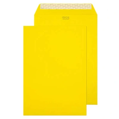 Abbildung von Blake Creative Colour 403P Briefumschlag, Haftklebung mit Abziehstreifen, 120 g/m², C4, 250 er Pack, kanariengelb