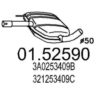 Abbildung von MTS 01.52590 Mittelschalldämpfer 770 VOLKSWAGEN: Passat B3/B4 Variant, Limousine