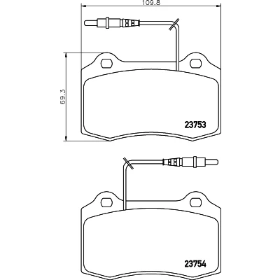 Abbildung von HELLA 8DB 355 018 631 Bremsbelagsatz mit integriertem Verschleißwarnkontakt PEUGEOT: 406 Coupe