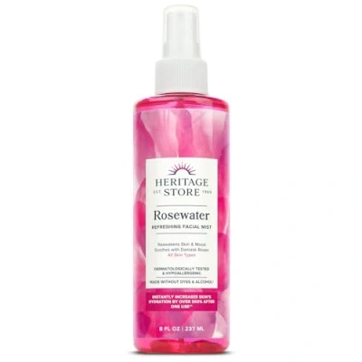 Abbildung von Heritage Store Rosenwasser, alkoholfrei, 100% rein vegan, vorteilhaft für empfindliche Haut, Haare und mehr, Gesichtswasser Feuchtigkeitscreme, 237 ml