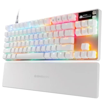Abbildung von SteelSeries Apex Pro TKL Gen 3 Weiß HyperMagnetic Gaming Tastatur OmniPoint 3.0 Switches Anpassbares Ansprechverhalten Rapid Trigger Tap/SOCD OLED PBT Keycaps USB C US QWERTY