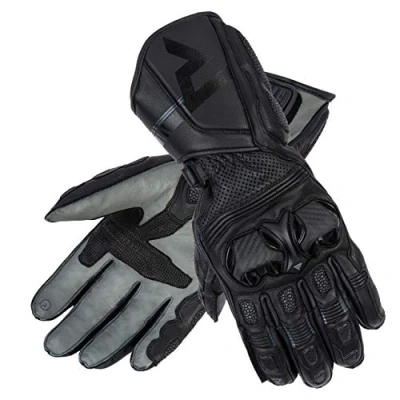 Abbildung von REBELHORN ST Long Leder Motorradhandschuhe für Männer Superfabric Panels SAS TEC Schaumstoffplatten Belüftung Flexible Elemente Touchscreen Friendly Pads