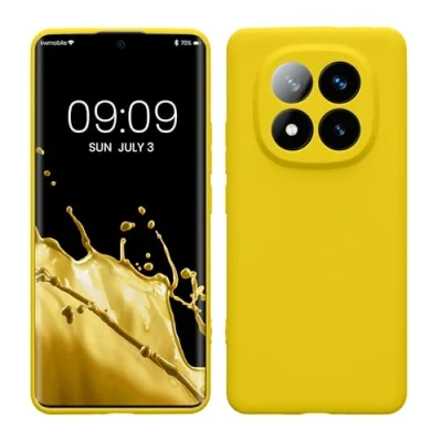 Abbildung von kwmobile Handyhülle kompatibel mit Xiaomi Redmi Note 14 Pro+ 5G / Pro Plus Hülle Handy Case aus weichem Silikon in Strahlend Gelb