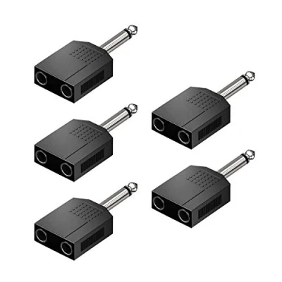 Abbildung von Audio Adapter, 6,35 mm (1/4 Zoll) Stereo, 1 Stecker auf 2 Buchsen, Dual Buchse, Y Splitter Konverter, 5 Stück