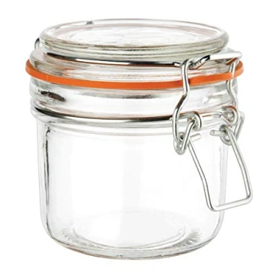 Abbildung von Vogue Clip Top Runde Glasbehälter 200 ml (6er Pack), Einmachgläser, wiederverwendbare Marmeladengläser, luftdichtes Aufbewahren von Lebensmitteln, Einmachen und Einlegen in der Küche, Gewürz oder Kräuterbehälter, GH328