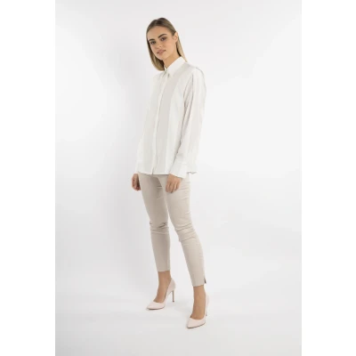 Abbildung von DREIMASTER Klassik Damen Langarmbluse S / Off White 65% Viskose 35% Polyester