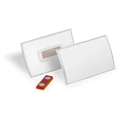 Abbildung von Durable Namensschild CLICK FOLD 54x90 mm mit Magnet verdrehsicher PP, Packung à 10 Stück, transparent, 826019