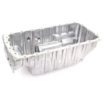 Abbildung von VAICO V22 0453 Ölwanne mit Ölablassschraube Bohrung für Ölstandsensor, ohne Ölwannendichtung, Dichtring Aluminium Original Qualität