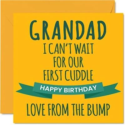 Abbildung von Stuff4 Lustige Geburtstagskarten für Großvater, zum ersten Kuscheln Happy Birthday Karte Großvater von Bump, Geburtstagsgeschenke, 145 mm x
