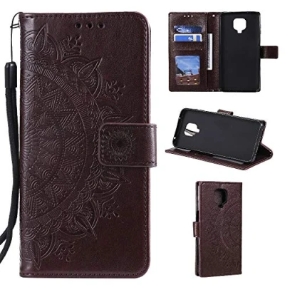 Abbildung von CoverKingz Schutzhülle kompatibel mit Xiaomi Redmi Note 9 Pro Handycover Kartenfach Schutztasche Wallet Flip Case klappbar Motiv Mandala Braun