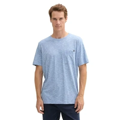Abbildung von TOM TAILOR Herren T Shirt mit Brusttasche, 36806 Midsummer Blue Stripe, XXL