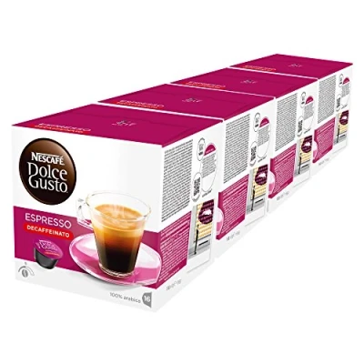Abbildung von Nescafé Dolce Gusto Espresso Decaffeinato, Entkoffeiniert, Kaffee, Kaffeekapsel, 4er Pack, 4 x 16 Kapseln