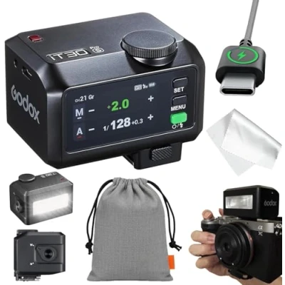 Abbildung von GODOX IT30PRO S Kamera Blitz, IT30 PRO Mini Blitzgeräte, TTL HSS 1/8000s Flash, Kompatibel mit Sony Alpha A9 III a7III a7CII a7IV a7C a7RV a7 a7SIII a6700 a6400 a6600 ZV E10 II ZV1 a6100 (Schwarz)