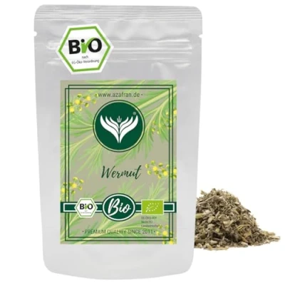 Abbildung von Azafran BIO Wermutkraut, lose &amp; getrocknet, Wermut Kraut geschnitten für Tee (Wermuttee) 250g