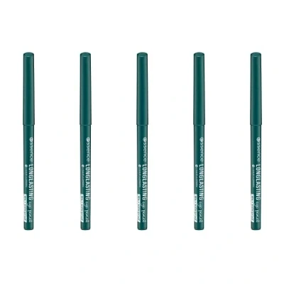 Abbildung von essence LONG LASTING eye pencil, Kajal, Nr. 12 i have a green, grün, definierend, langanhaltend, vegan, wasserfest, Mikroplastik Partikel frei, 5er Pack (5 x 0,28g)