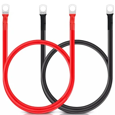 Abbildung von JatilEr 2 Stück Batteriekabel M8 50cm, 12v Batterie Kabel 16mm2 Kupfer, Stromkabe Überbrückung, Autobatterie Plus Mit Ösen, für Motorrad Solar Massekabel Auto Usw