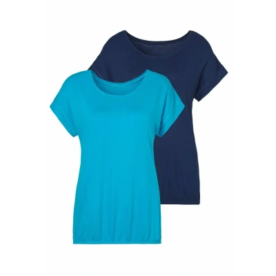 Abbildung von Lascana 2 PACK Tshirt basic, Damen, Größe: 36/38, Türkis navy