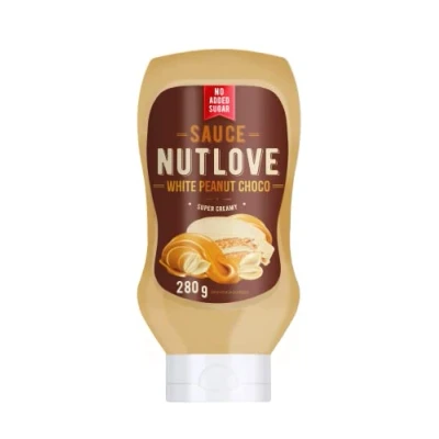 Abbildung von ALLNUTRITION Nutlove White Peanut Choco Sauce Zuckerfreier Süßer Sirup für Desserts, Pfannkuchen Fettfreie Cremige Kalorienarme Süßigkeiten 280 g