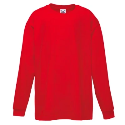 Abbildung von Fruit of the Loom Langarmshirt für Kinder, Unisex, rot, 7 8 Jahre