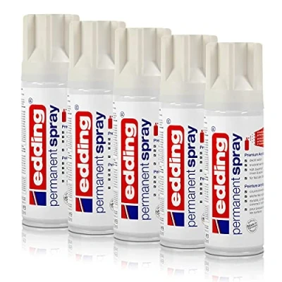 Abbildung von 5x edding Permanent Spray verkehrsweiß 200 ml Premium Acryllack, RAL 9016