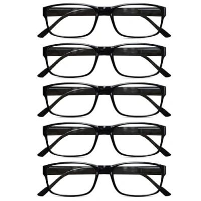 Abbildung von Gaoye 5 Pack Reading Glasses Blue Light Blocking, Readers Sunglasses for Women Men Anti Glare Filter Eyeglasses (5 Black/1 Sun, 2.0)
