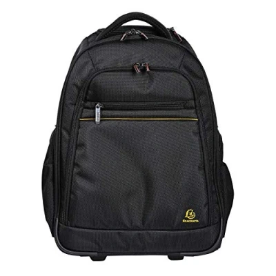 Abbildung von Exacompta 18634E Premium Rucksack Exabusiness mit 15,6&quot; Laptopfach, ausziehbarer Trolleygriff und Rollen, wasserabweisend zahlreichen Taschen ideal für Schule, Uni, Arbeit Reisen schwarz
