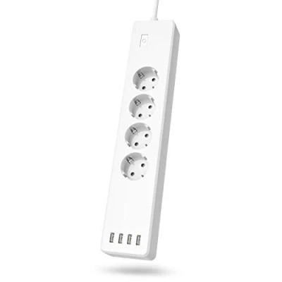 Abbildung von Hama WLAN Steckdosenleiste 4 fach schaltbar USB 10A Überlastschutz Smarte Vierfach