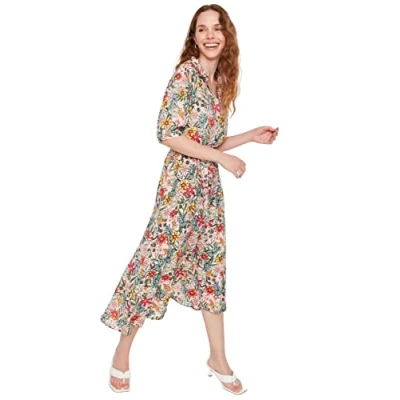 Abbildung von TRENDYOL Damen Midi Shirt Regular Dress Kleid, Lila, 36
