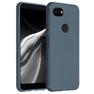 Abbildung von kwmobile Hülle kompatibel mit Google Pixel 3a weiches TPU Silikon Case Cover geeignet für kabelloses Laden Dunkler Schiefer
