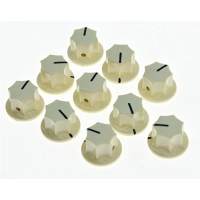 Abbildung von kaish 10 x Alt Weiß Messing Einsatz USA Spec 1/10,2 cm groß Jazz J Bass Knopf, Jaguar Mustang Stil Knöpfe