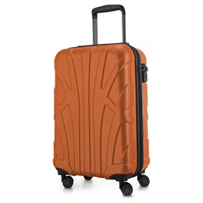 Abbildung von suitline Handgepäck Hartschalen Koffer Trolley Rollkoffer Reisekoffer, TSA, 55 cm, ca. 34 Liter, 100% ABS Matt, Orange