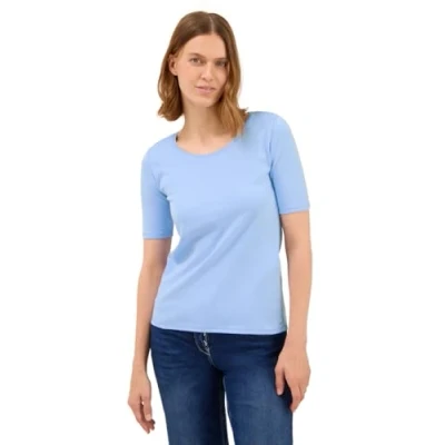 Abbildung von CECIL Damen 3116304 T Shirt in Unifarbe, Sporty Light Blue, X Large