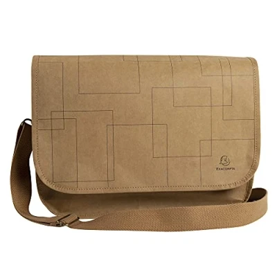 Abbildung von Exacompta 17650E Premium Tasche Eterneco mit 15&quot; Laptopfach und Gurt wasserabweisend aus pflanzlichen veganen Materialien ideale Umhängetasche für Schule, Uni Arbeit Kunstlederoptik braun