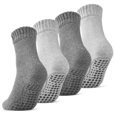 Abbildung von sockenkauf24 ABS Socken 2, 4 oder 6 Paar Damen &amp; Herren Anti Rutsch (Grau/Anthrazit, 2 Paar, 35 38) mit Wolle 21463 WP